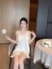 Summer New Ice Silk Pure Pajamas Sweet Princess Style Satin Suspenders Shorts Loungewear Set with Chest Pad