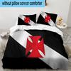 3PCS Red Cross CR Flamengo Printed Bedding Set, Includes A Duvet Cover and Two Pillowcases for Bedroom, Suitable for All Seasons