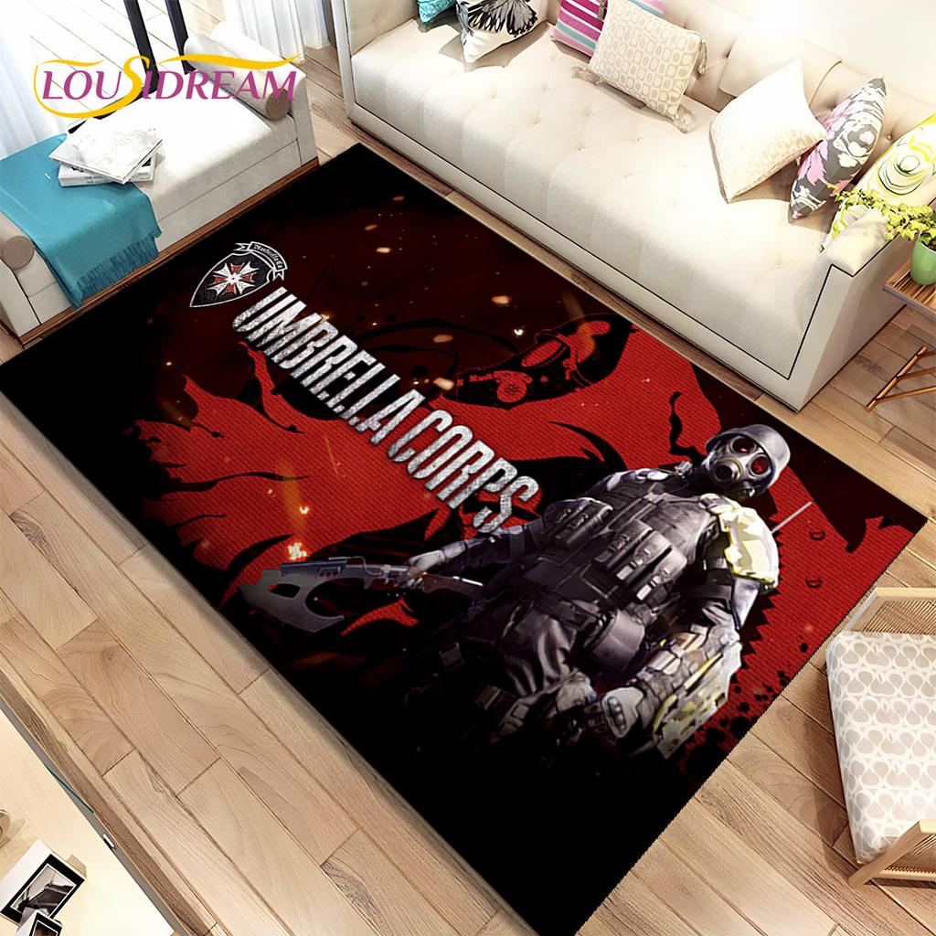 3D R-Resident Evil Games Gamer-Teppich, Teppich für Wohnzimmer, Schlafzimmer, Sofa, Fußmatte, Dekoration, rutschfeste Bodenmatte für Kinder