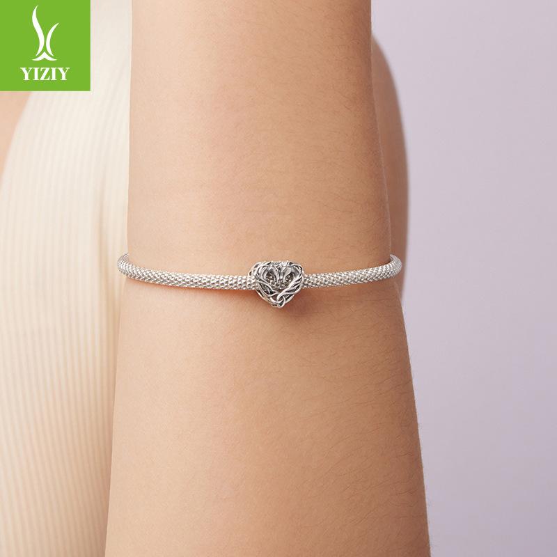 Double Horse Celtic Knot Beads Loose Beads Vintage Animal Love Pony S925 Sterling Silver Beads