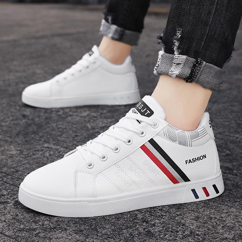 2024 Spring Men's Casual White Mid-High Skate Shoes, Extra Large Size, Trendy Breathable Sports Design