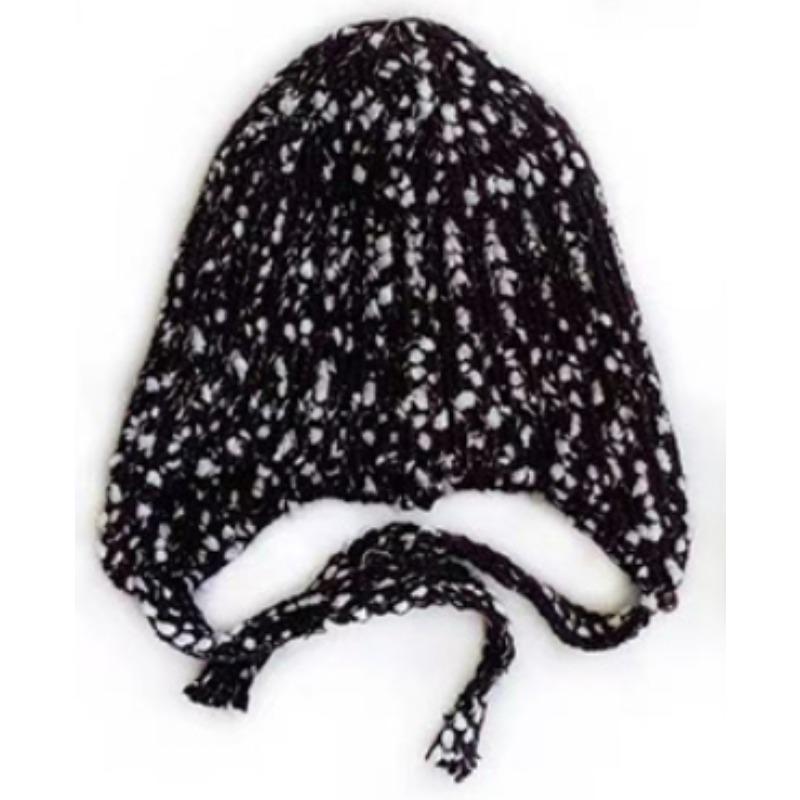 Korean Kids Winter Knit Hat Warm Ear Flap Beanie for Infants Baby Stocking Cap with Ribbed Design Newborn Photography Props