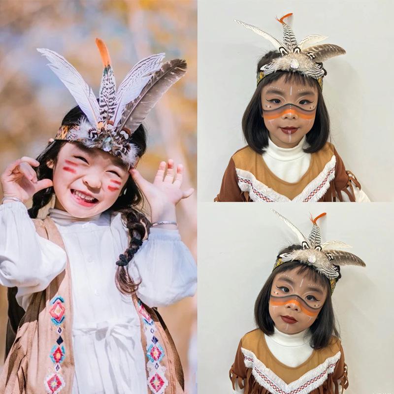 Indian Headdress Feather Headband for Children & Adults - Festival & Performance Costume