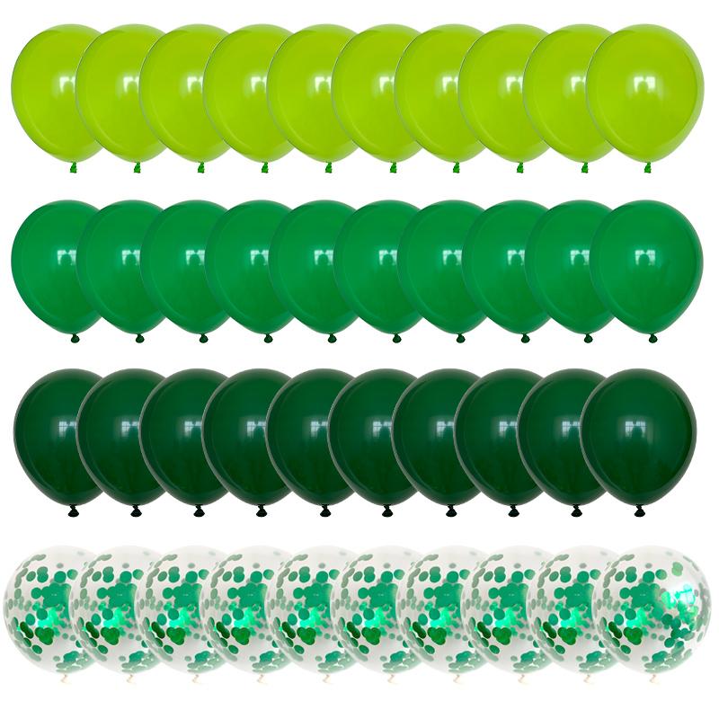 40pcs Green Balloons Set Metallic Confetti Balloon Jungle Safari Animal Birthday Party Decorations Kids Boy Baby Shower