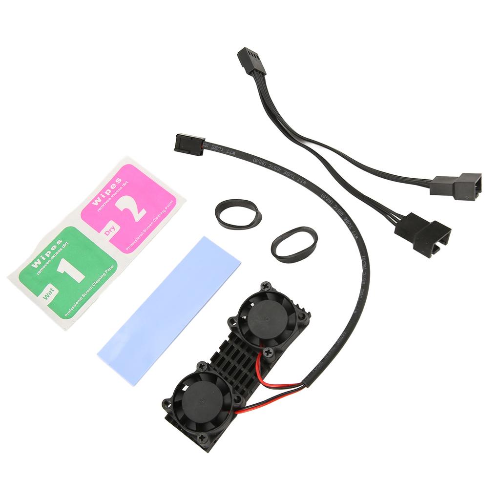 M.2 2280 SSD Heatsink 3pin Power Aluminium Alloy ABS 2 Cooling Fans M.2 2280 SSD Cooler for Desktop Computer