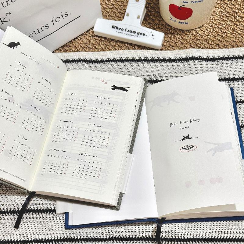 1Pcs Daily Weekly Plan Journal Cat A6 2026 Week Planner Notebook Personal Diary Calendar Time Management Goals Setting Schedule
