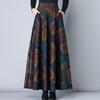 Four Seasons Printed Half-length Dress Women's High Waist Medium and Long A-shaped Large Swing Dress Skinny Dress