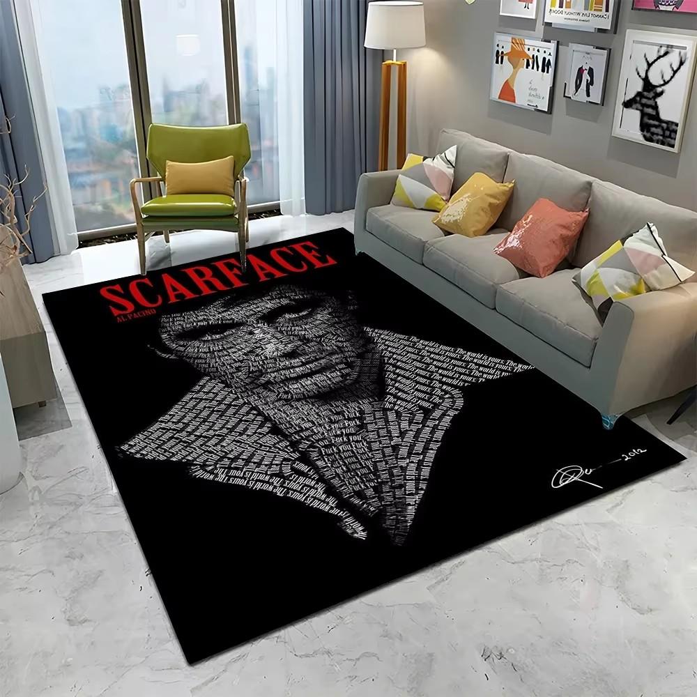 Tappeto Scarface 3D Classico Film Tony Tappeto per Casa Soggiorno Camera da Letto Divano Zerbino Decorazioni, Tappeto Area Giochi Bambini Tappetino Antiscivolo