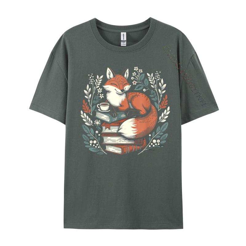 Cute Cottagecore Floral Fox Aesthetic Women Premium Cotton Printed Tops Shirts New Arrival Adult T-Shirt Slim Fit Tops Shirt