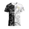 Men's Dragon-Pattern Sports T-Shirt Black and White Split Design Is Comfortable and Breathable Suitable for Training and Leisure