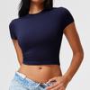 American front shoulder sports T-shirt female slim fit fitness top breathable high elastic running yoga clothes short sleeves