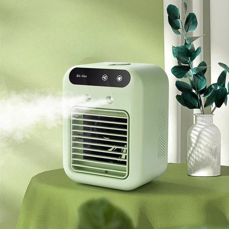 Portable Mini Air Cooler with USB Charging & Spray Humidification, 300ml Water Tank, 3-Speed Quiet Personal Cooling Fan for Home
