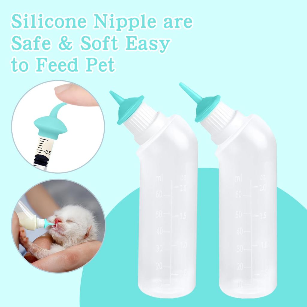 Kitten Puppies Bottles for Nursing Kit,Pet Feeder Bottle with Feeding Nipple and Syringes for All Breed of Puppies Kittens and Other Animals (Green)