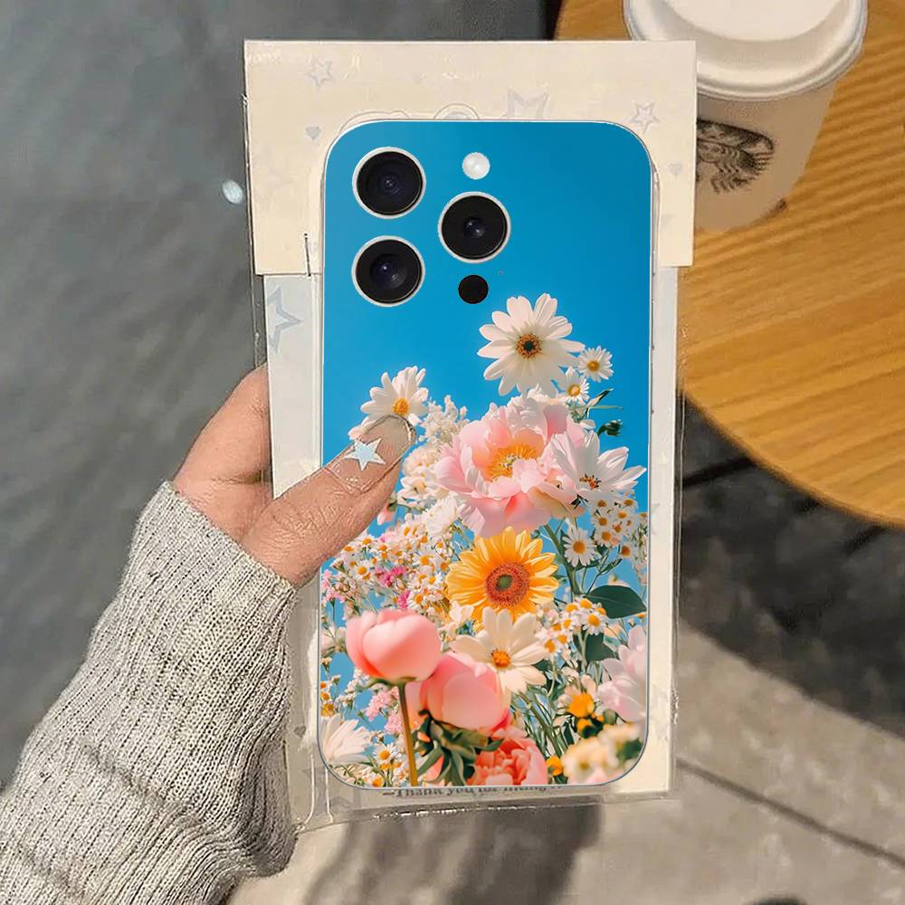 Fresh Little Flowers Phone Case For IPhone 17 16 15 14 Plus 13 12 11 Pro Max Phone Back Cover Transparent Shockproof Cover