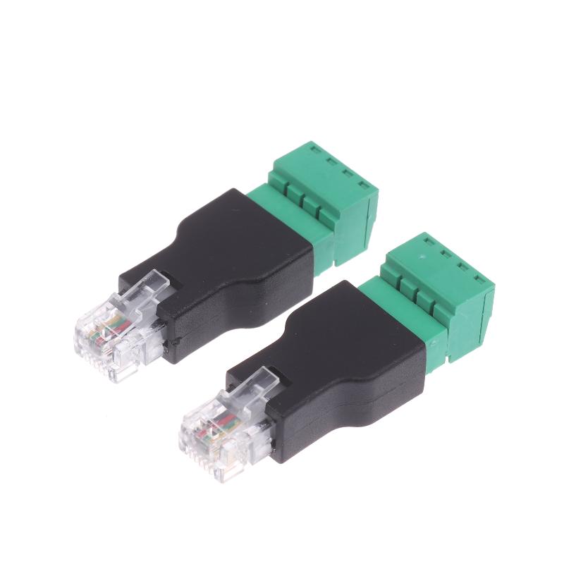 1/2Pcs 6P4C Male To 4 Pin Screw Terminal Converter Rj11 Ethernet Connector For Phone Receiver Extend Cable Adapter