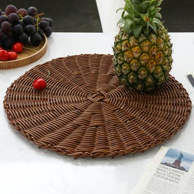 Platzset Wärmeisolierung Imitation Rattan Gewebt Tischschutz Kunststoff Getränkebecher Untersetzer Haushaltsgebrauch