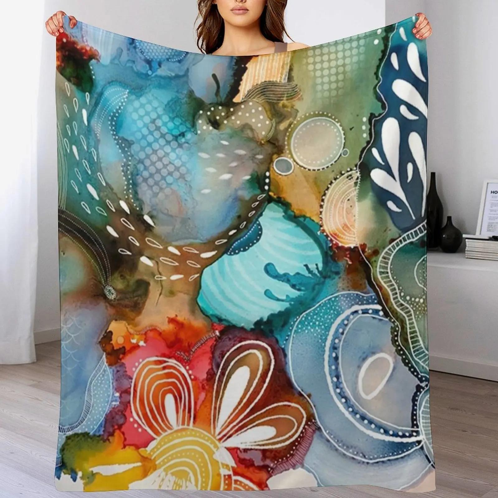 

Colorful floral abstract Throw Blanket Luxurious Soft Fuzzy Blanket for Sofa Bed 102x76cm(40x30in)