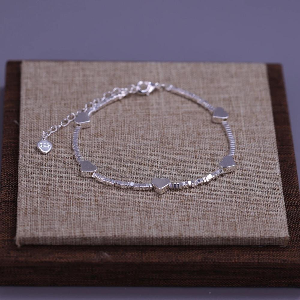 925 Silver Double Love Heart Hollow Beads Bracelet Adjustable Romantic Jewelry for Women Fashion Classic