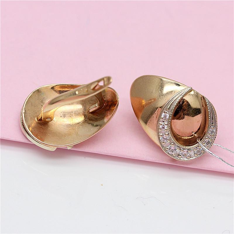Exquisite Russian Purple Gold Inlaid Zircon Moon Earrings, Luxury Fashion Temperament Versatile Rose Gold Plated Ear Buckles