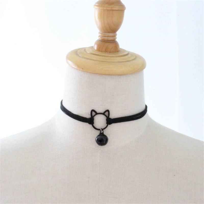 Cat Clavicle Chain Cat Bell Pendant Choker Cute Cat Chocker Necklace Goth Choker