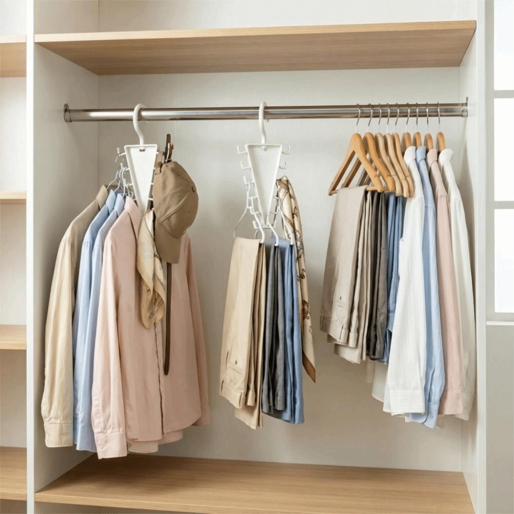 2PCS Rotatable Hook Laundry Hanger 12 Hooks Baseball Cap Hanger Multifunctional Pants Rack  Travel