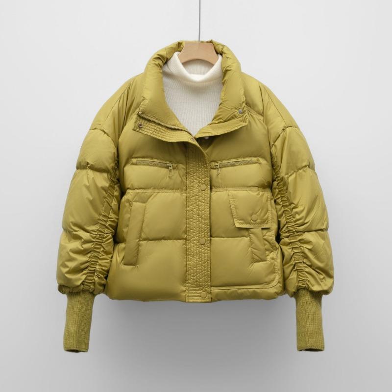 

Зимняя новая флисовая куртка национального стандарта 90 новая маленькая свободная теплая куртка для хлеба пуховик женский M жёлтый