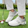 White Men's Golf Shoes Leather Waterproof Grass Training Shoes Men Outdoor Non-slip Golf Sports Shoes Platform Casual Sneakers
