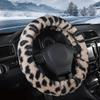 Road Comforts Leopard Plush Steering Wheel Cover For Winter, Made With Flurry Microfiber, Universal Fit 14 1/2 To 15 Inches Steering Wheel Cover,