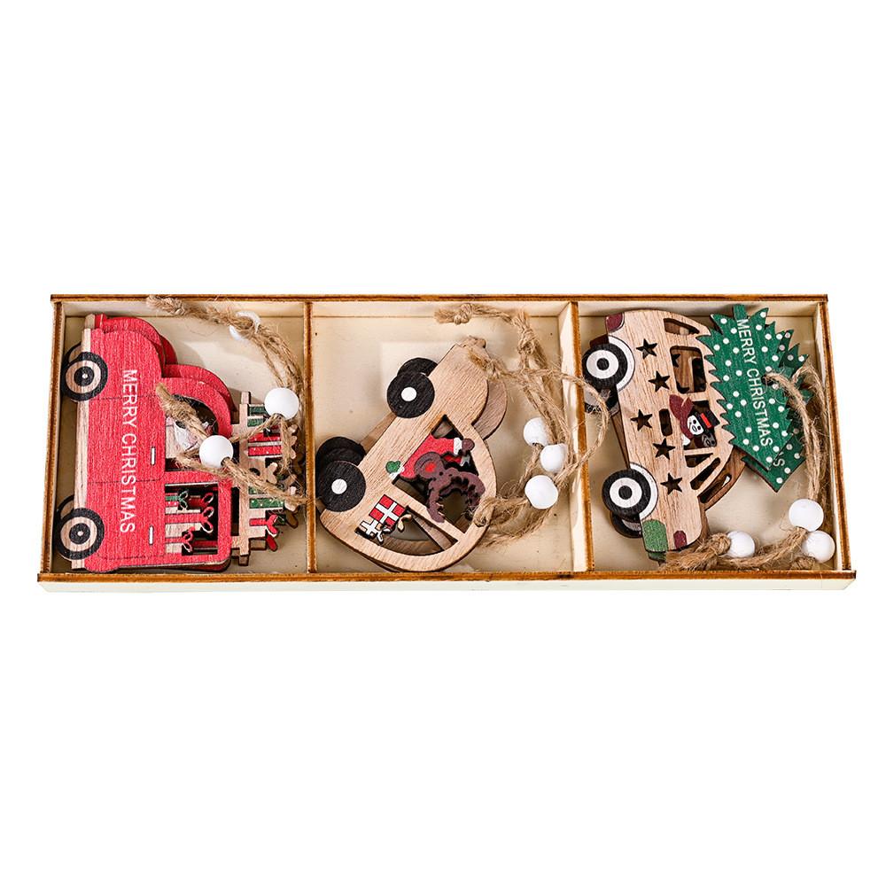 Wooden Christmas Charming Decor Set Featuring Adorable Santa Claus And Sleigh Designs Perfect For Cheer Holiday