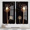 Golden Dandelion Flower Pattern Printed Curtains Suitable Bedroom Living Room Home Decoration Curtain Made Of Polyester Washable Great Ready