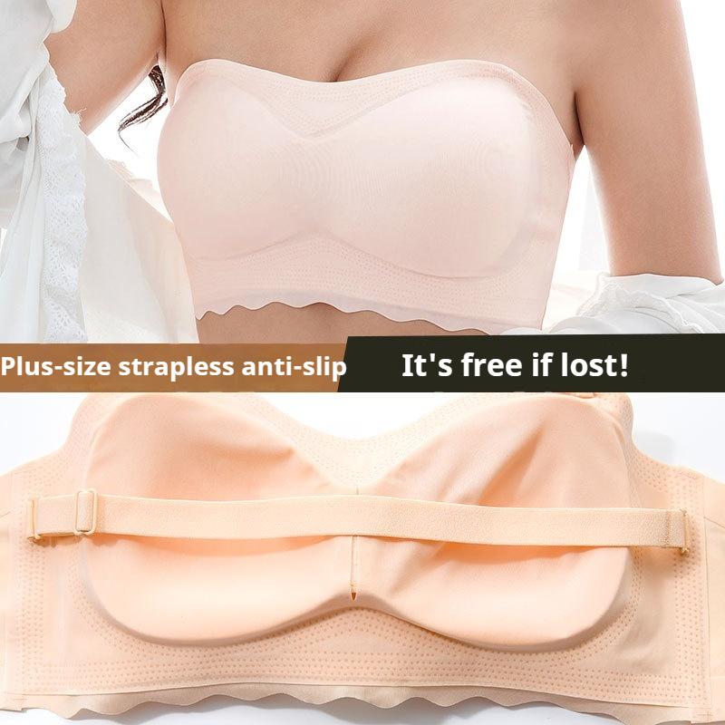 Strapless Bra Plus Size Push-up Non-slip Underwear for Large Breasts Thin Tube Top Chest Wrap Invisible Breast Stickers
