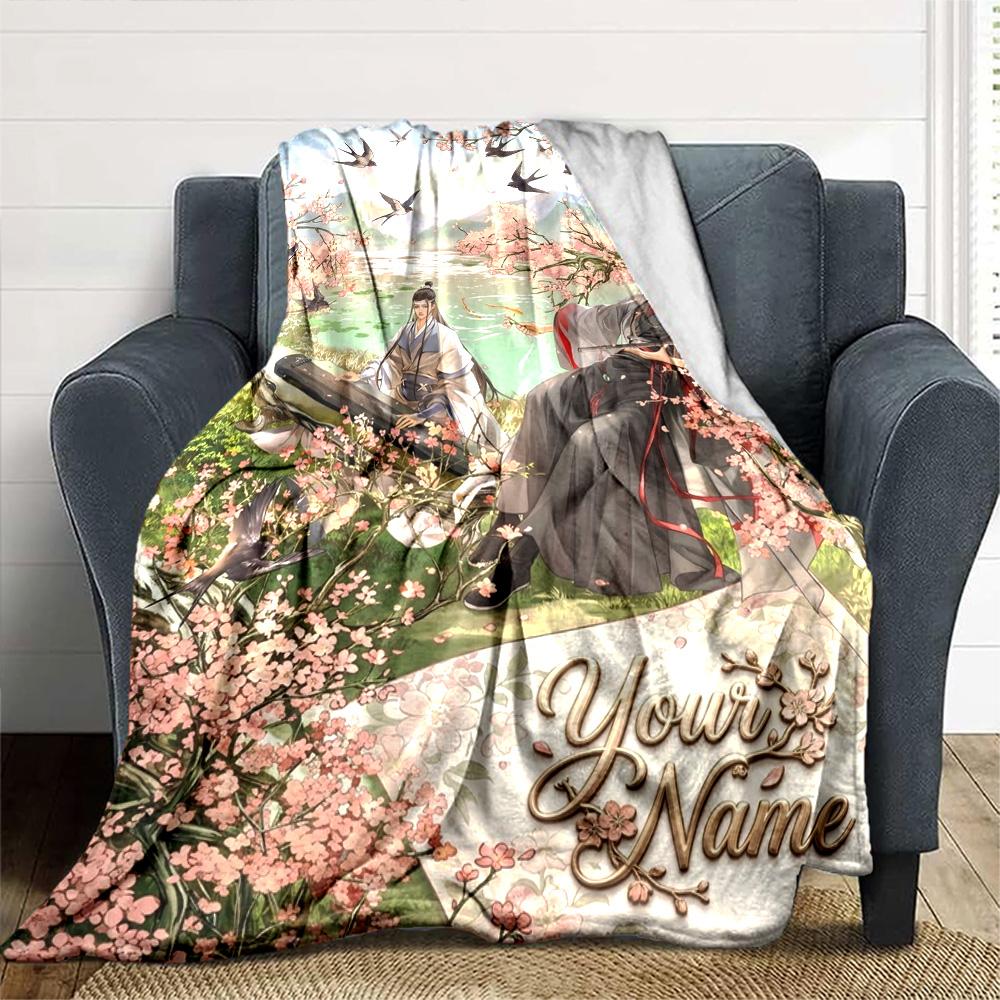 Name Custom Mo Dao Zu Shi Print Flannel Blanket High Quality Warm Comfortable Cover for All Seasons Perfect for Gifts Home Decor