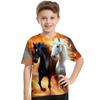 Fashionable Summer Children's T-shirt Colorful Cartoon Animals Printing Soft Comfortable Breathable Round Neck Short Sleeved T-shirt