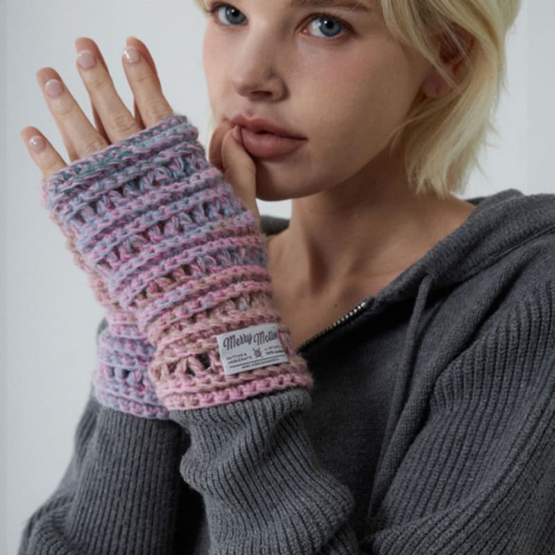 

MERRYMOTIVE Wool hairy mix color handwarmer (Pink sky) Free
