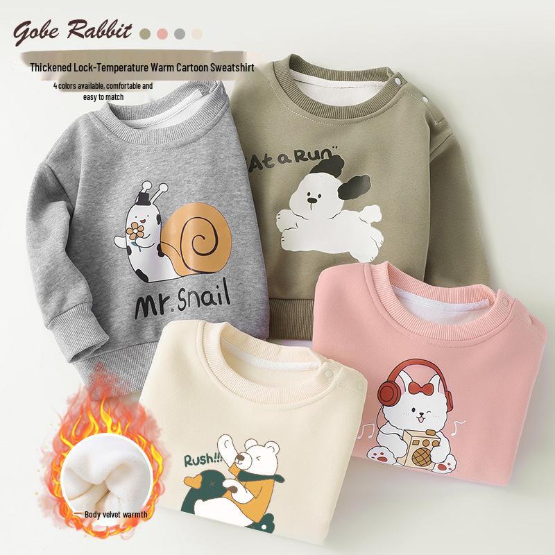 Bluza polarowa z okrągłym dekoltem dla niemowląt, z długim rękawem, ciepła koszulka bazowa na jesień i zimę