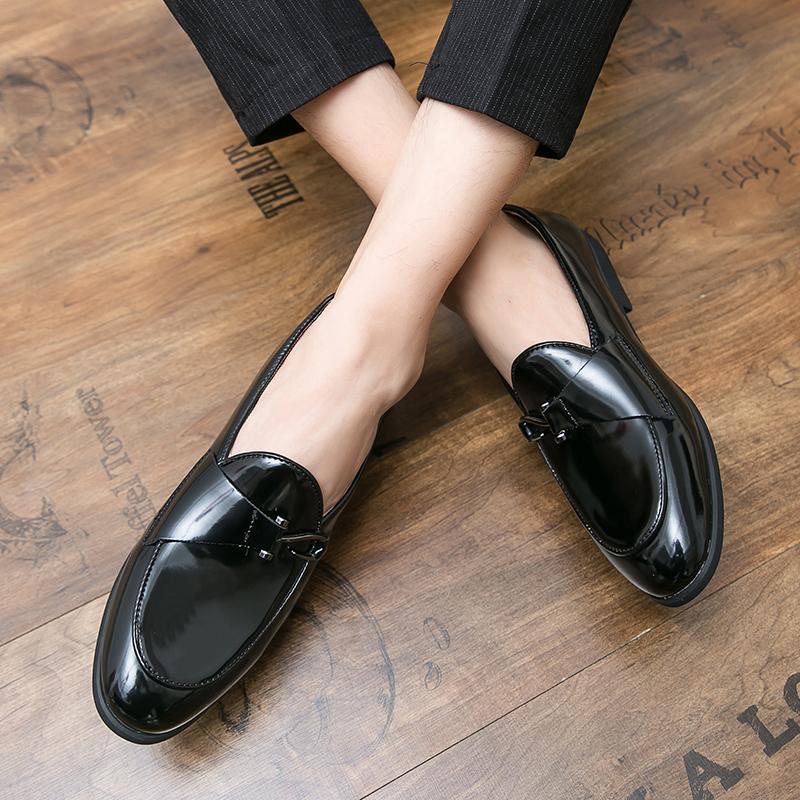 FashionBrand Mens Stylish Dress Shoes Leather Men Outdoor Loafers Gentlemen Business Pointed Toe Low Heel Slip-On Moccasin Size 38-48