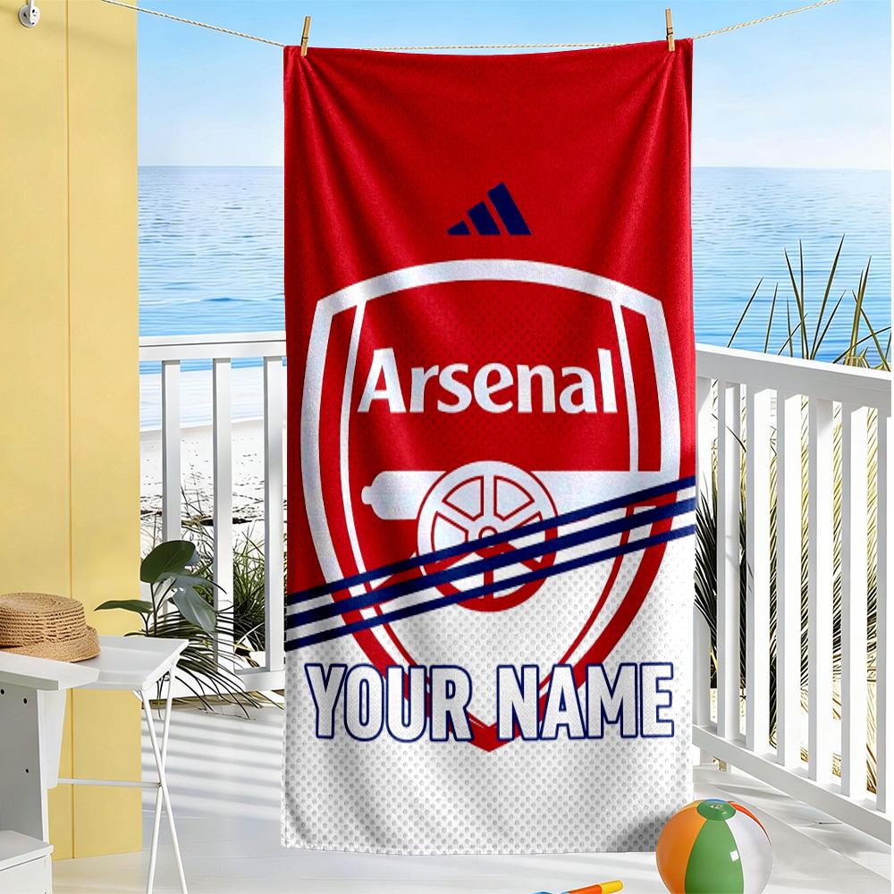 Arsenal F.c. Personalized Name Beach Towel Super Soft & Absorbent Perfect for Traveling Yoga Camping and Swimming