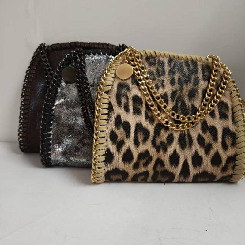 2025 Fashion Weaving Side Line Leopard Women Handbags Luxury Designer Lady Chain Crossbody Bags Travel Vacation Messenger Bag