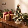 DIY Craft Art Ornament Lighted Christmas Tree Tabletop Decor, Resin LED Artificial Xmas Exquisite Holiday Party with Warm Glow, USB Powered