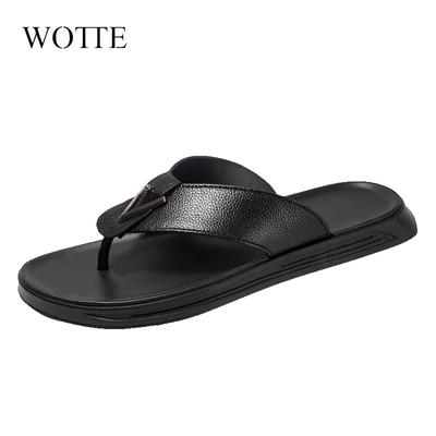 Summer Men Flip Flops Beach Flip Flops Leather Slippers Men Flats Sandals Outdoor Rubber Beach Shoes Men Sandals Flip Flops