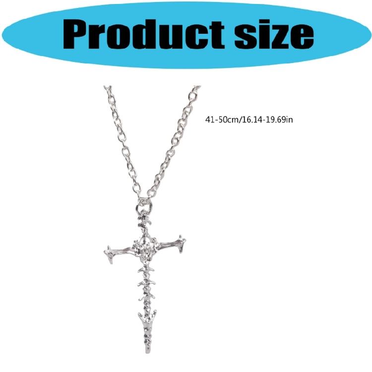 Edgy Crucifix Pendant Necklace Modern Street Wear Neck Jewelry Alloy Collarbone Neck Chain For Everyday Wear