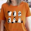 Ghost Cats Halloween T Shirt Cat Lovers Spooky Season Lover Black Vintage Breathable Soft Stretched Streetwear Slightly