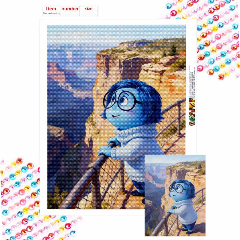 Disney 5D Diamond Painting Kit Sadness from Inside Out, Home Decor, Perfect Holiday Gift Round 20x30cm