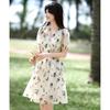 Shangjing French V-Neck Printed Summer Dress