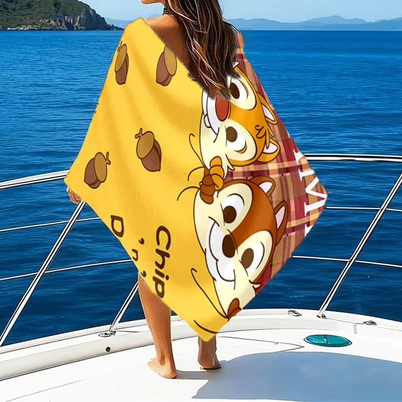 1pc Chip 'n' Dale2 Beach Towel with Custom Name, Beach/Swimming/Bath/Picnic/Camping Towel, Suitable for Seaside Beaches