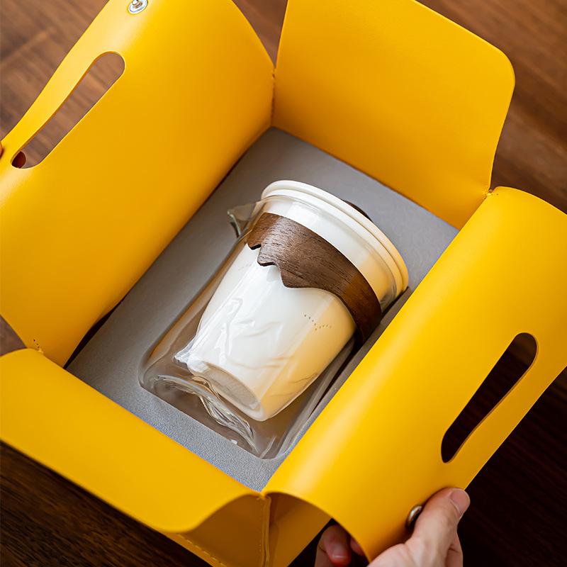 Travel tea set suet jade white porcelain kung fu tea set leather bag portable glass teacup gift