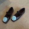 2026 New Spring Genuine Leather French Retro Flower Mary Jane Shoes Super Cute Flat Black Women's Shoes