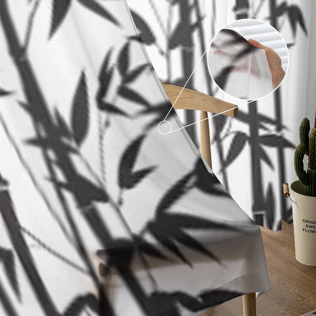 Bamboo Isolated On White Tulle Sheer Curtains for Living Room the Room Bedroom Kitchen Decoration Voile Organza Curtains