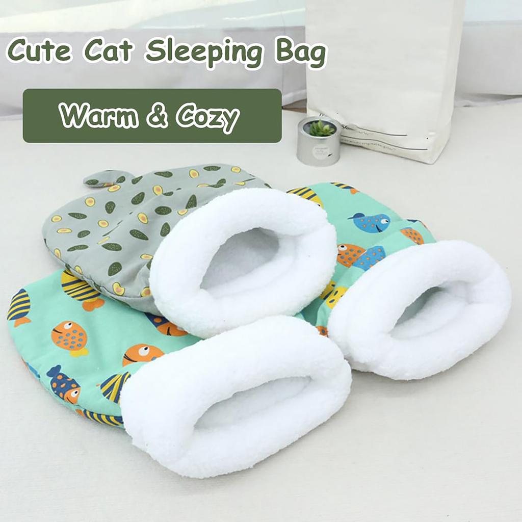 Sleeping Bag For Indoor Cats Comfortable Winter Sleeping Bag Soft Plush Bag Self-Warming Bed Cave Tunnel Soothing Sleeping Bag