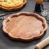 Walnut Wood Flower Shape Plate Restaurant Pizza Plate Steak Plate Dessert Dish Fruit Plates Molecular Food Specialty Tableware
